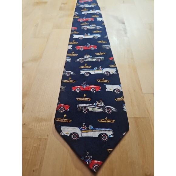 Looney Tunes 1999 Bugs Bunny Daffy Duck Taz Classic Cars Tie Warner Bros Studio - Picture 4 of 10